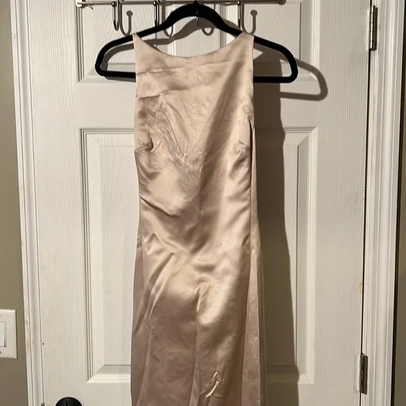 Vera Wang champagne spaghetti strap formal dress